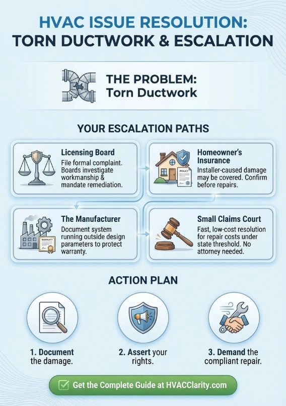What to Do When Your HVAC Installer Leaves Torn Duct Behind 2 Infographic of "What to Do When Your HVAC Installer Leaves Torn Duct Behind"